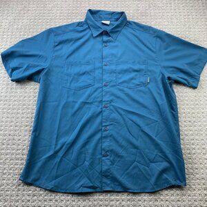 Columbia Button Up Shirt Men Extra Large XL Blue Outdoor Hiking Lightweight Polo
